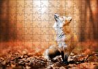 Cakapuzzle Orman Zemininde Yapraklar ve Yukarı Bakan Tilki Puzzle Yapboz MDF Ahşap