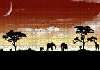 Cakapuzzle Afrika Yaban Hayatı Silüet Kompozisyon Puzzle Yapboz MDF Ahşap