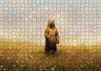 Cakapuzzle Sisli Çayırda Ayakta Duran Boz Ayı Puzzle Yapboz MDF Ahşap