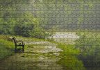 Cakapuzzle Yağmurda Yemyeşil Orman ve Boş Bank Puzzle Yapboz MDF Ahşap