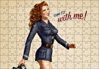 Cakapuzzle Come Fly With Me Stil Pin Up Kızı Görseli Puzzle Yapboz MDF Ahşap