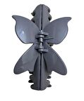 Kelebek Figürlü Büyük Boy Gri Mandal Toka