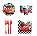 Cars, (Arabalar), Şimşek Mcqueen  8 Adet Tabak, 8 Adet Bardak, 10 Peçete, 10 Çatal