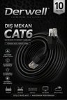 10 METRE CAT6 Dış Mekan Outdoor Ethernet Kablosu 23 AWG 0.57mm Kalın Saf Bakır İnternet Ağ Kablosu Yüksek Hızlı Veri İletimi Su Geçirmez UV Korumalı Dayanıklı Siyah Modem Router Switch Patch Kablo