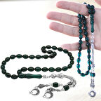 Kararmaz Metal Ayyıldız Püsküllü Arpa Kesim Su Mavisi Ateş Kehribar Tesbih