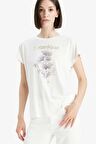 DeFacto Bisiklet Yaka Çiçek Baskılı Kısa Kollu Tişört F5098AX25SMER105
