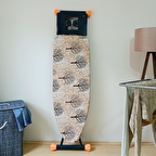 İpli Ayarlanabilir Stoperli Keçeli Büyük Boy Ütü Masası Kılıfı Örtüsü Bezi 55x140 Cm Toprak