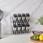 Shinex Inox Standlı 9 Parça Cam Baharat Seti 100 Ml