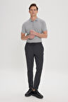Erkek Antrasit Slim Fit Rahat Kesim Beli Bağlamalı Yan Cepli Jogger Pantolon