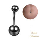 Begonia Accessories, 316L Cerrahi Çelik, Çift Top Göbek Piercing Black