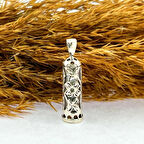 Çiçek İşlemeli 925 Ayar Gümüş Cevşen Kolye