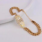 925 AYAR GÜMÜŞ GOLD KALP TASARIM BİLEKLİK