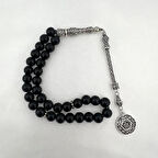 925 AYAR GÜMÜŞ ONİKS SÜLEYMAN MÜHRÜ TİLKİ KUYRUĞU PÜSKÜL DOĞAL TAŞ TESBİH