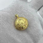 925 AYAR GÜMÜŞ ÇİÇEK MOTİFLİ GOLD MUSKA KOLYE