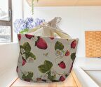 Rummy Health Çilek ve Çiçek Desenli Sürdürülebilir Çevre Dostu Ekmek Saklama ve Sunum Sepeti/Torbası