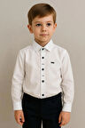 Beyaz Erkek Çocuk Uzun Kollu Düğmeli Klasik  Gömlek-clssboy