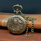 Tren Tasarımlı Köstekli Cep Saati