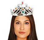 Gümüş Renk Plastik Prenses Tacı Kraliçe Tacı 60 cm