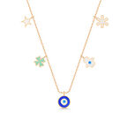 925 Ayar Gümüş Rose Nazarlı Şans Kadın Kolye