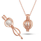 925 Ayar Gümüş Rose Beyaz İncili Kadın Kolye