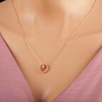 925 Ayar Gümüş Rose İç İçe Geçmiş Halka Kadın Kolye