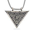 925 Ayar Gümüş Üçgen İçi Açılabilen Gül Muskalık Gümüş Kolye