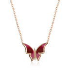 925 Ayar Gümüş Rose Minimal Kelebek Kadın Gümüş Kolye