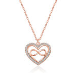 925 Ayar Gümüş Rose Kalp Sonsuzluk Kadın Gümüş Kolye