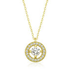 Gümüş Gold Minimal Yuvarlak Tektaş Kadın Kolye