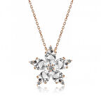 925 Ayar Gümüş Rose Beyaz Kamelya Çiçeği Kolye