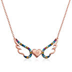 925 Ayar Gümüş Kanatlı Kalp Kadın Gümüş Kolye