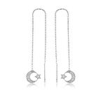 925 Ayar Gümüş Zincirli Ay Yıldız Küpe