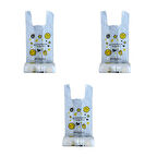 Arma Gülen Yüz Baskılı Rulo Şeffaf Market Poşet Torba - Atlet Poşet -Küçük Boy - 200 Adetlik 3 Rulo