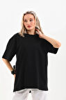 civetta Unisex Bisiklet Yaka 20/1 Düz Oversize T-Shirt - Siyah
