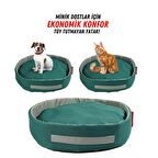 Sünger Simit Köpek Yuvası Küçük Irk Köpek Yatağı Ve Kedi Yatağı 55 Cm Turkuaz Antrasit