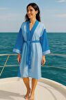 Özel Tasarım Pamuk Viskon Uzun Kimono - Denizatı