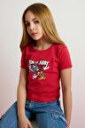 DeFacto Kız Çocuk Tom & Jerry Cropped Fit Bisiklet Yaka Kısa Kollu Tişört E0479A825SPRD206