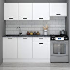 Fly Mobilya 220 cm Göcek Beyaz Melamin Mutfak Dolabı