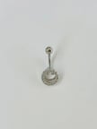 Rodyum Zirkon Taşlı Çelik Göbek Bar Uzunluğu : 13 Mm / Bar Kalınlığı 1.41 Mm /  - Pg0030