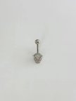 Rodyum Zirkon Taşlı Çelik Göbek Bar Uzunluğu : 13 Mm / Bar Kalınlığı 1.41 Mm /  - Pg0136