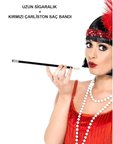 192039ler 199039lar Gatsby Kadın Aksesuar Seti – Kırmızı Charleston Saç Bandı Ve Lık