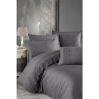 Clasy Butik Valinor Çift Kişilik Saten Nevresim Takımı V6 Gri