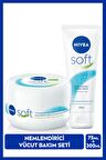 Nivea Soft Nemlendirici Bakım Kremi 300ml ve Soft Krem 75ml, El Yüz Vücut, E Vitamini, Yumuşak Cilt,Jojoba