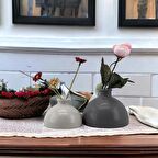 Mini Set Seramik Görünümlü 2li Cam Vazo