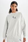 DeFactoFit NBA Los Angeles Lakers Oversize Geniş Kalıp Bisiklet Yaka Sweatshirt C8103AX24AUGR519