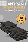 Antrasit (10 ADET) 40x40 cm Yeni Nesil Akustik Ahşap Duvar Paneli