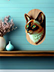 12x18 cm 3D Görünümlü Kedi MDF Duvar Dekoratif