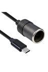 Type-C 5 Volt To 12 Volt Çakmak Fiş Çevirici Dönüştürücü Adaptör 30 cm Yüksek Hızlı Çevirici Adaptör