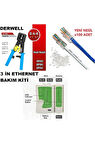 Yeni Nesil Pense + Ez Rj45 Delikli 100 lü + Jak Test Cihazı + Ethernet İnternet 3 in 1 Bakım Seti