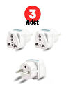 3 Adet Türk'e Çevirici Priz Amerikan Fiş Amerikan Ingiliz Çin Fişini Türkiye Standartlarına Çevirir